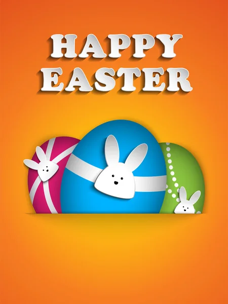 Happy Easter Rabbit Bunny on Orange Background — Stock Vector