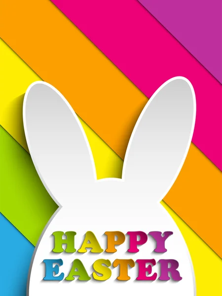 Coelhinho da Páscoa feliz no fundo do arco-íris — Vetor de Stock