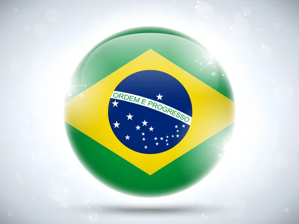 Brazil Flag Glossy Button — Stock Vector