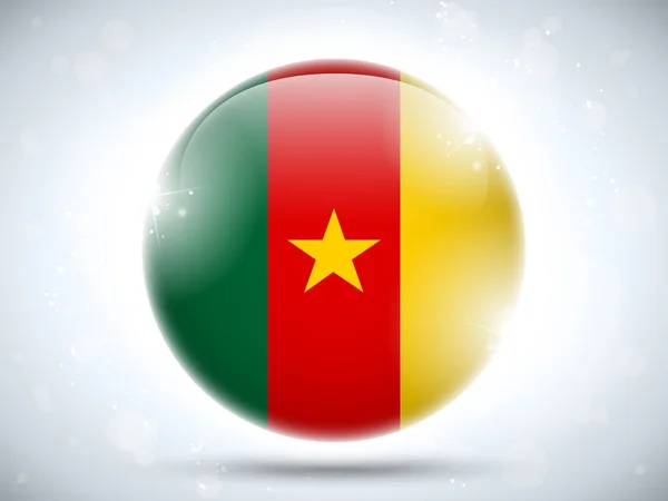 Блестящая кнопка флага Камеруна — стоковый вектор