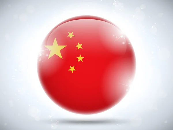 Bandera de China botón brillante — Vector de stock