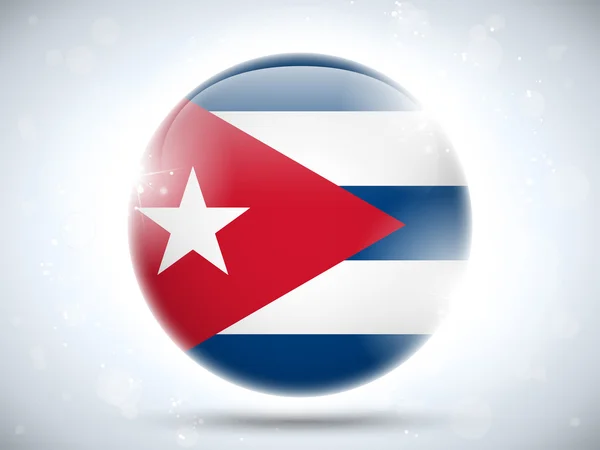 Küba bayrağı parlak düğme — Stok Vektör