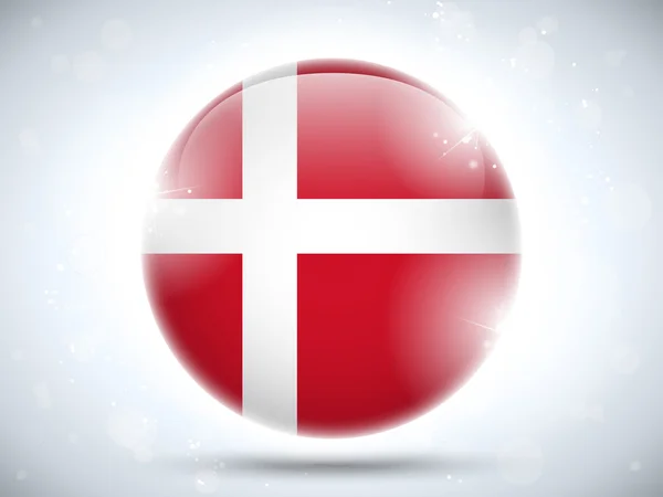 Danimarka bayrağı parlak düğme — Stok Vektör