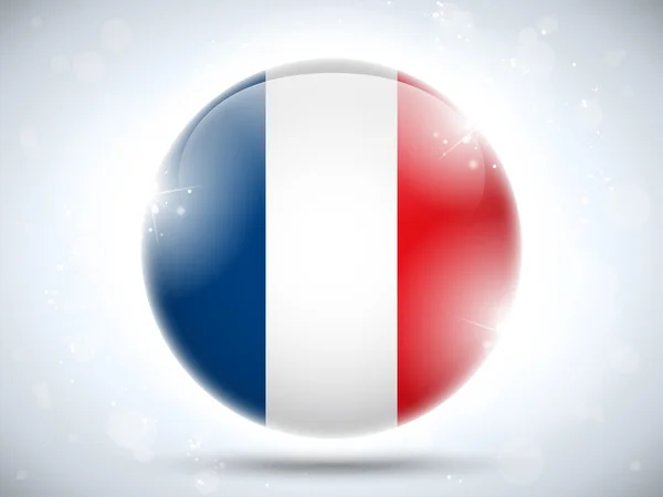 Bandera de Francia botón brillante — Vector de stock