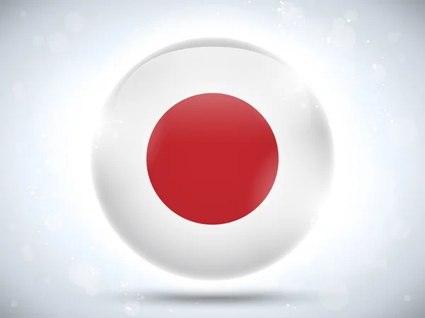 Japan vlag glanzende knop — Stockvector