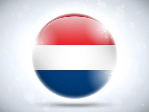 Bandeira da Holanda Botão lustroso — Vetor de Stock