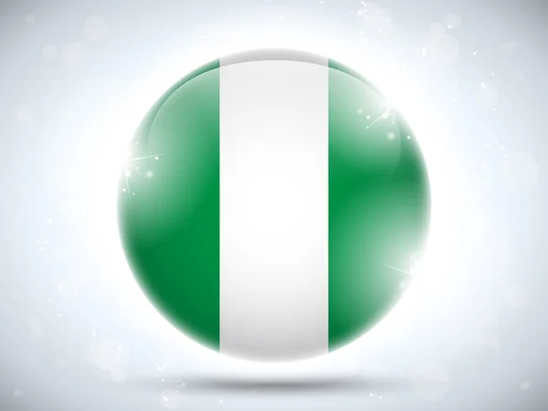 Nigeria Bandera botón brillante — Vector de stock