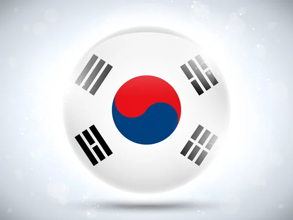 Südkorea Flagge Hochglanz-Knopf — Stockvektor