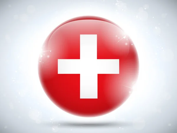 Schweizer Flagge glänzend Knopf — Stockvektor
