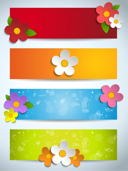 Beautiful Spring Flowers Set of Banners — Stock Vector