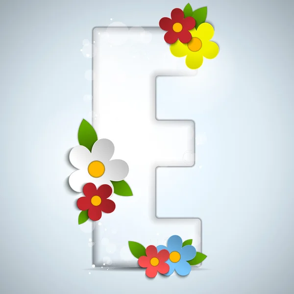 Alphabet Glass Spring com flores —  Vetores de Stock