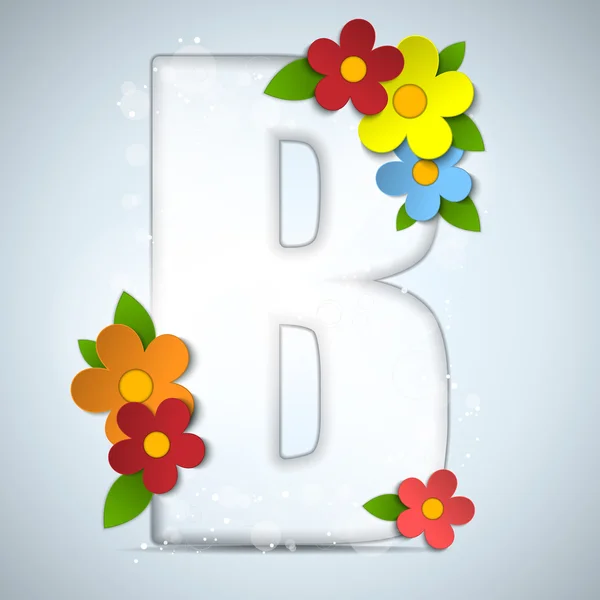 Alphabet Glas Frühling mit Blumen — Stockvektor