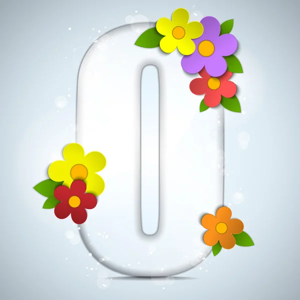 Vidrio del alfabeto Primavera con flores — Vector de stock