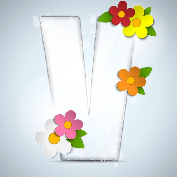 Alphabet Glass Spring com flores — Vetor de Stock