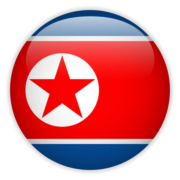 Hochglanz-Knopf der nordkoreanischen Flagge — Stockvektor