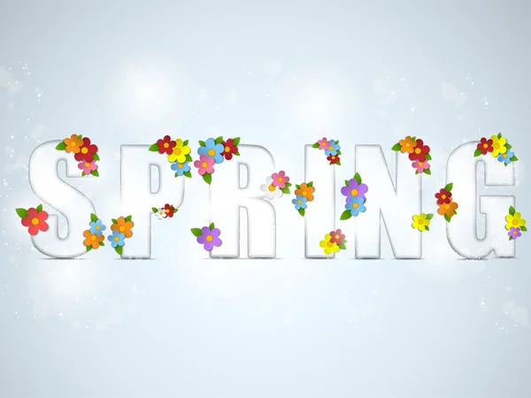 アルファベット ガラス春の花を持つ — ストックベクタ