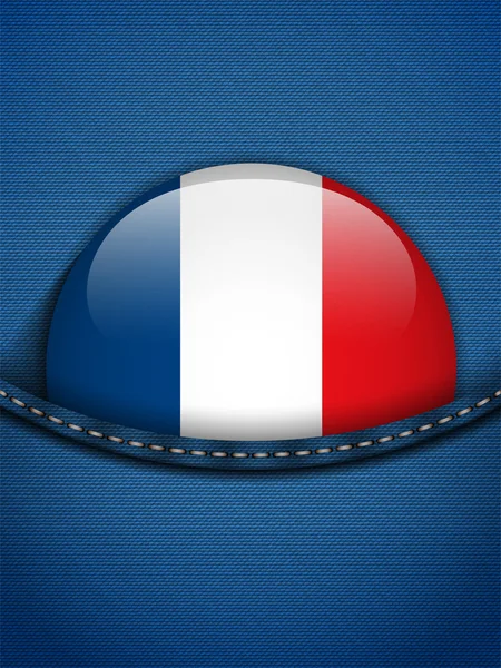 Bouton drapeau France en jeans Poche — Image vectorielle