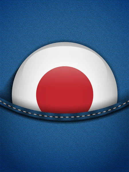 Botão de bandeira do Japão em bolso de jeans — Vetor de Stock