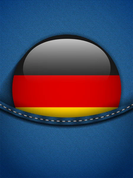 Germany Flag Button in Jeans Pocket — Stock Vector