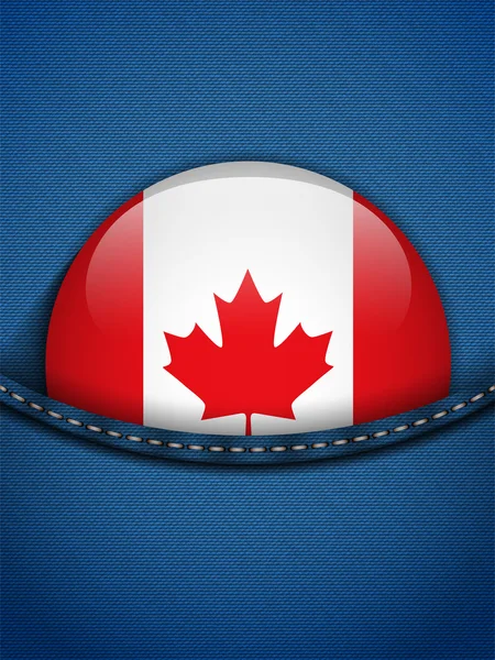 Canada Flag Button in Jeans Pocket — Stock Vector