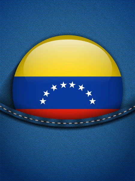 Venezuela knop markeren in jeans zak — Stockvector