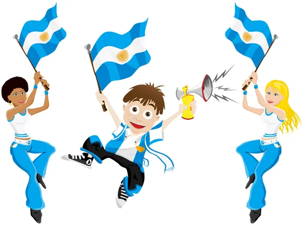Arjantin spor meraklısı bayrak ve boynuz — Stok Vektör