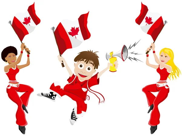 Canada Sport Fan with Flag and Horn — Stock Vector