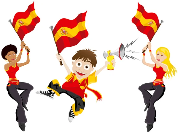 Spanien sport fläkt med flagga och horn — Stock vektor