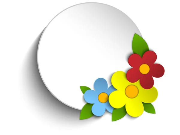 Hermosas flores de primavera círculo botón fondo — Vector de stock