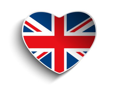 vektör - uk bayrağı kağıt etiket kalp.
