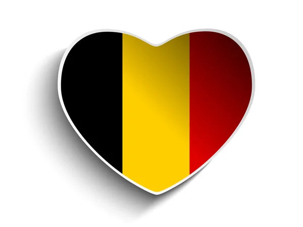Belgium Flag Heart Paper Sticker — Stock Vector