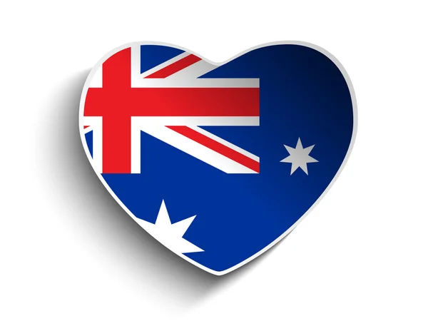 Autocollant papier drapeau Australie coeur — Image vectorielle