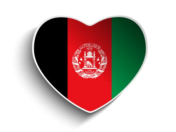 Afghanistan drapeau coeur papier autocollant — Image vectorielle