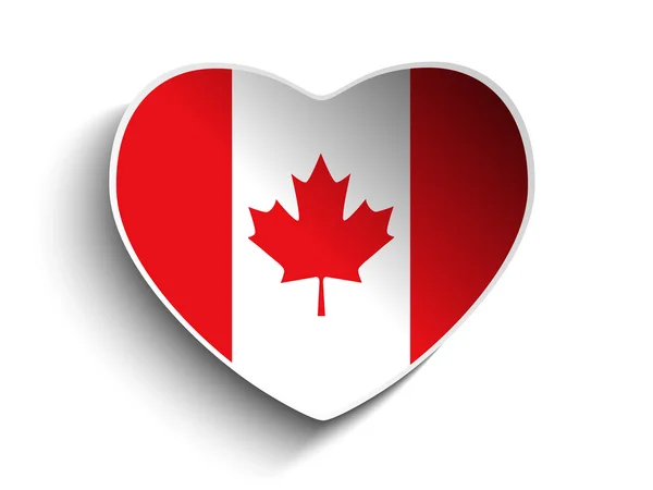 Autocollant papier coeur drapeau du Canada — Image vectorielle