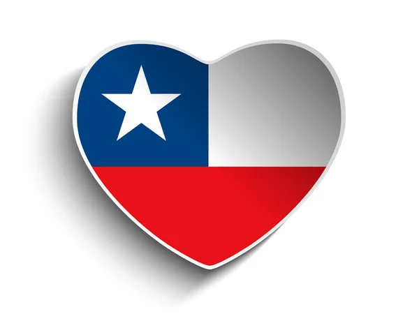 Прапор Чилі серце паперу наклейку — стоковий вектор