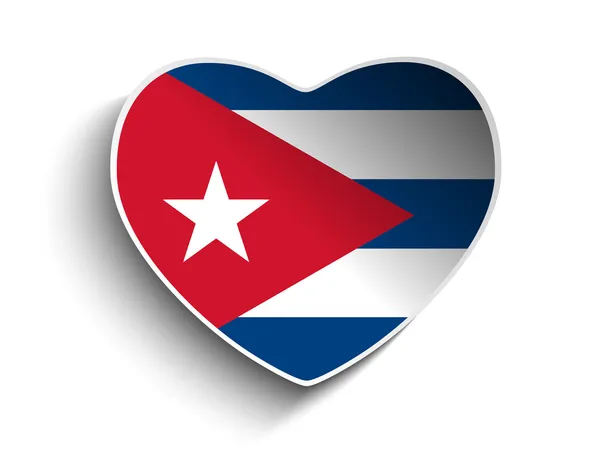 Kuba vlajky srdce papírový štítek — Stockový vektor