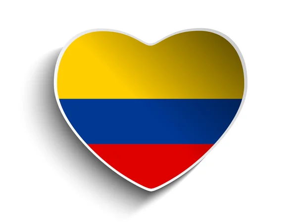 Etiqueta engomada de papel corazón bandera Colombia — Vector de stock