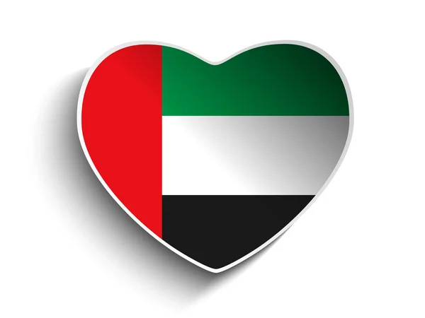 Emirates Flag Heart Paper Sticker — Stock Vector