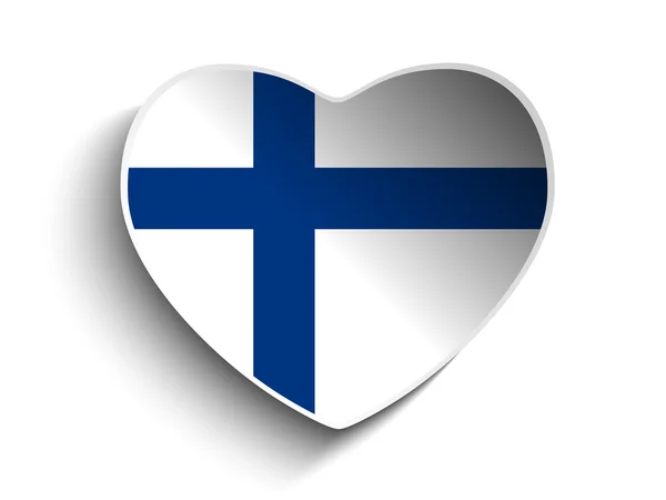 フィンランド国旗ハート紙のステッカー — ストックベクタ