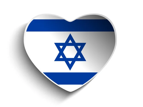 Etiqueta engomada de papel corazón Bandera de Israel — Vector de stock