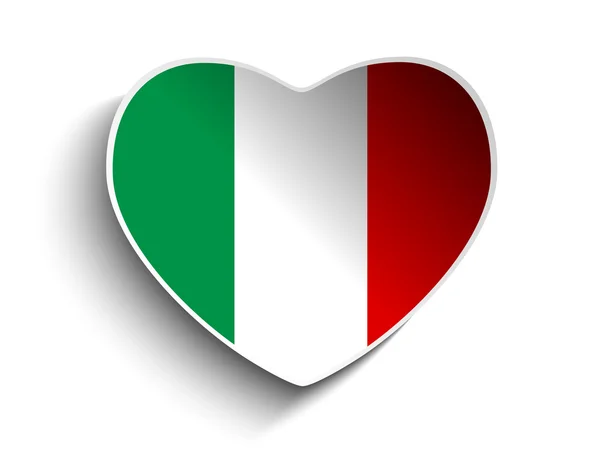 Drapeau Italie papier autocollant coeur — Image vectorielle