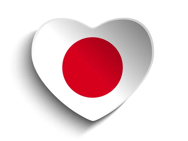 Etiqueta engomada de papel corazón bandera de Japón — Archivo Imágenes Vectoriales