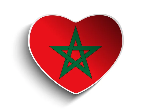 Morocco Flag Heart Paper Sticker — Stock Vector