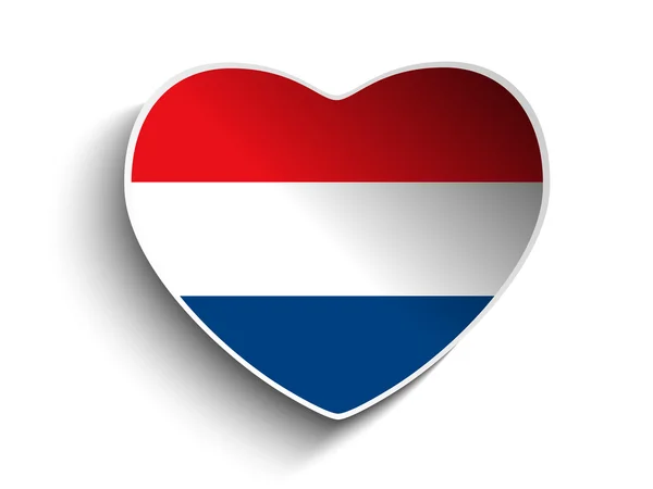 Etiqueta engomada de papel corazón bandera de Países Bajos — Vector de stock