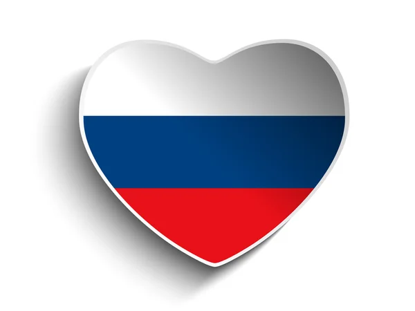 Etiqueta engomada de papel corazón bandera de Rusia — Archivo Imágenes Vectoriales
