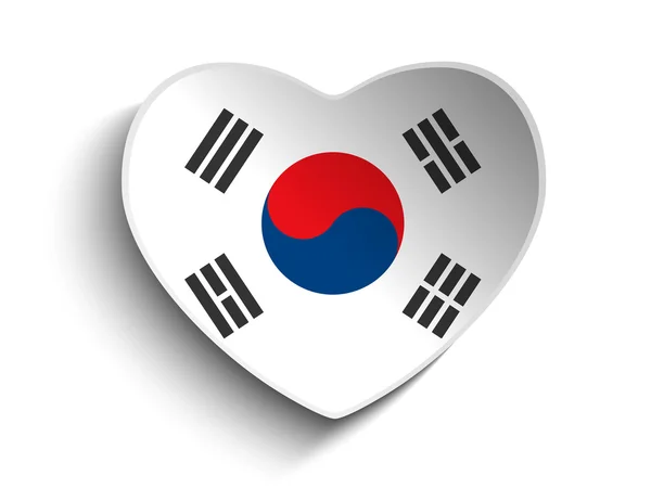 South Korea Flag Heart Paper Sticker — Stock Vector