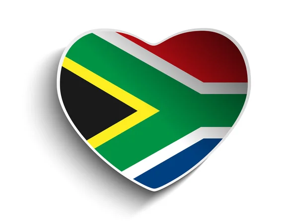 South Africa Flag Heart Paper Sticker — Stock Vector