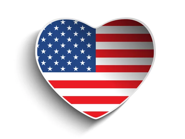 Autocollant papier coeur drapeau des États-Unis — Image vectorielle