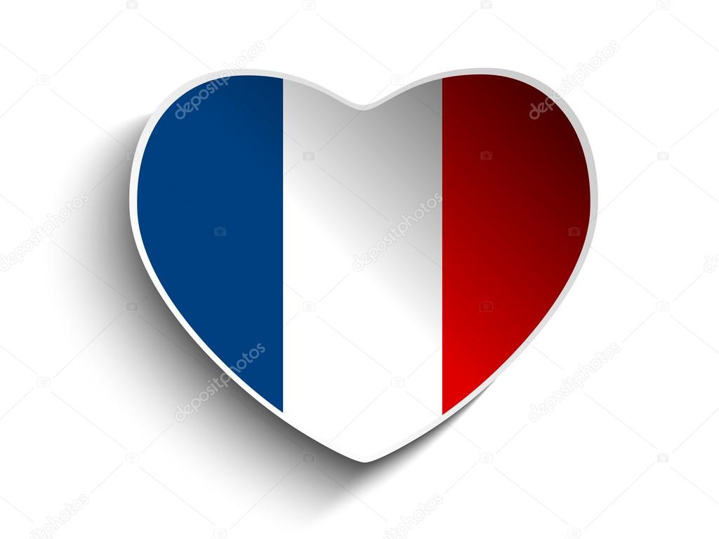 France Flag Heart Paper Sticker