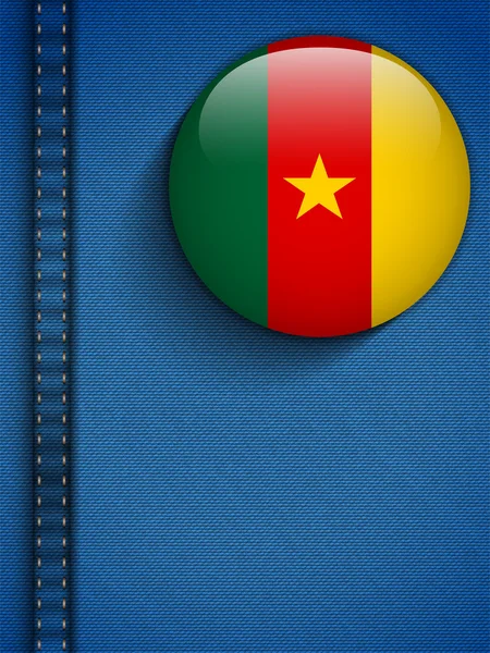 Bouton Drapeau Cameroun en Jeans Poche — Image vectorielle